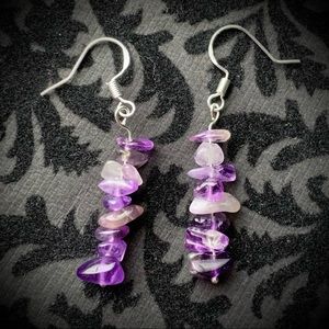 Natural Purple Amethyst Chip Sterling earrings